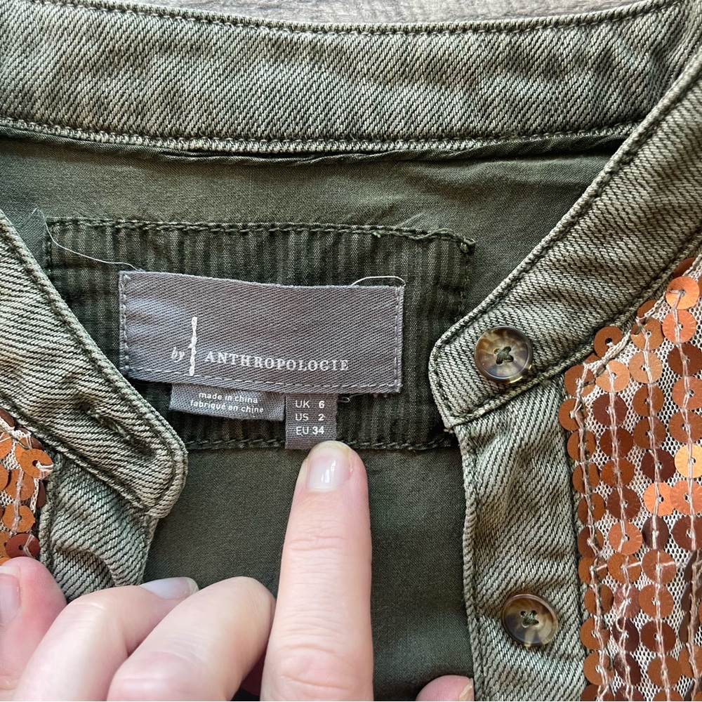 Anthropologie Oversized Shirt with sequin detail - Picture 8 of 13